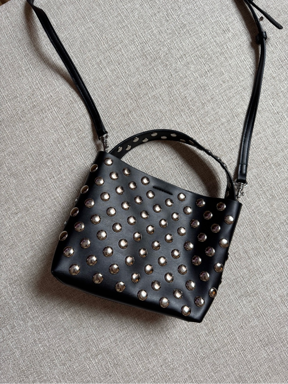 Mini Silver Studded Black Bag